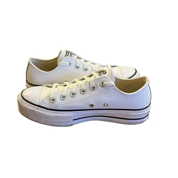 CONVERSE Chuck Taylor All Star Lift Platform White Leather Low Sneakers 7.5 - Picture 7 of 10